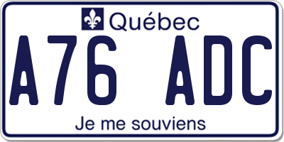 QC license plate A76ADC