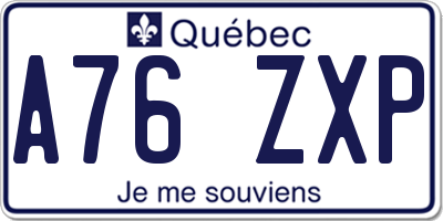 QC license plate A76ZXP