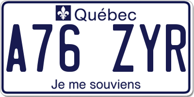 QC license plate A76ZYR