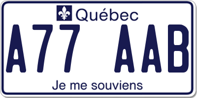 QC license plate A77AAB