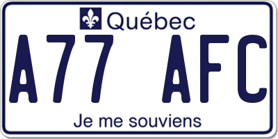 QC license plate A77AFC