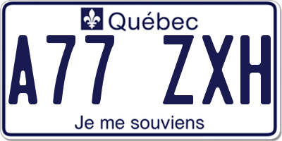 QC license plate A77ZXH