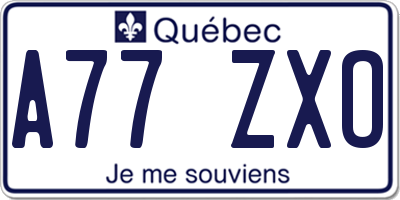 QC license plate A77ZXO