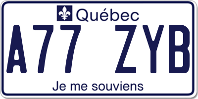 QC license plate A77ZYB