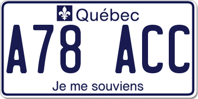 QC license plate A78ACC