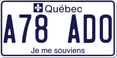 QC license plate A78ADO