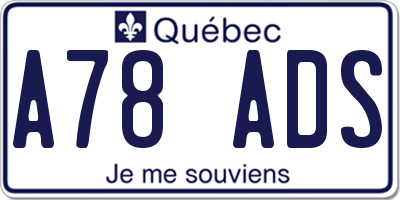 QC license plate A78ADS