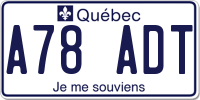 QC license plate A78ADT