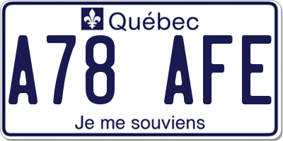 QC license plate A78AFE