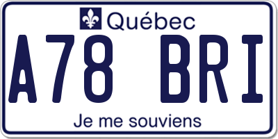 QC license plate A78BRI