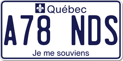 QC license plate A78NDS