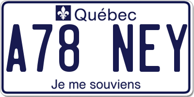 QC license plate A78NEY