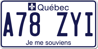QC license plate A78ZYI