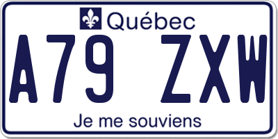 QC license plate A79ZXW