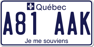 QC license plate A81AAK