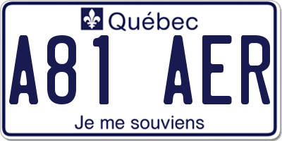 QC license plate A81AER