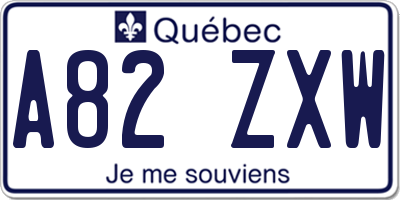 QC license plate A82ZXW