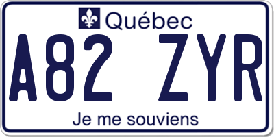 QC license plate A82ZYR