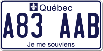 QC license plate A83AAB