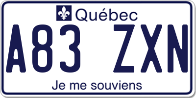QC license plate A83ZXN