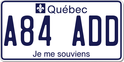 QC license plate A84ADD