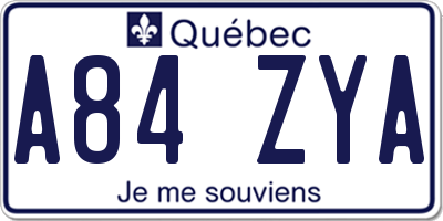 QC license plate A84ZYA
