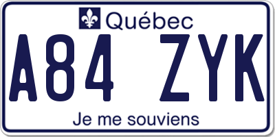 QC license plate A84ZYK