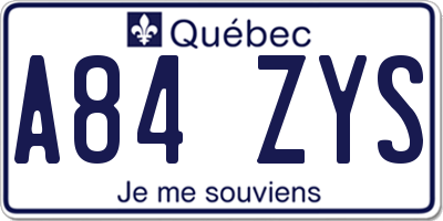 QC license plate A84ZYS