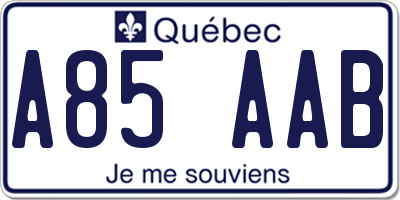 QC license plate A85AAB