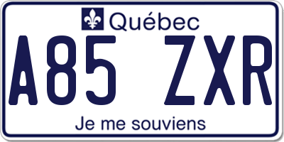 QC license plate A85ZXR
