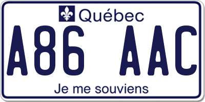 QC license plate A86AAC