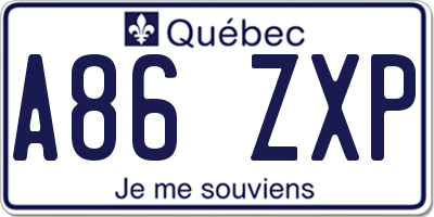 QC license plate A86ZXP