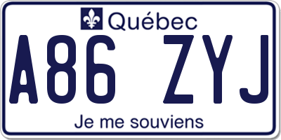 QC license plate A86ZYJ