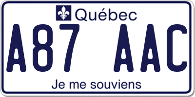 QC license plate A87AAC