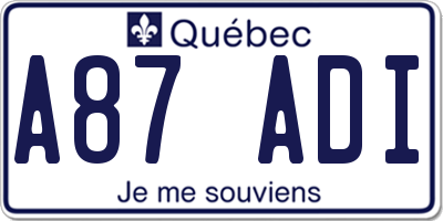 QC license plate A87ADI