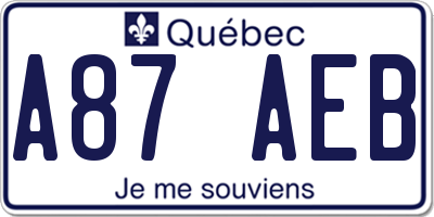 QC license plate A87AEB