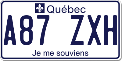 QC license plate A87ZXH