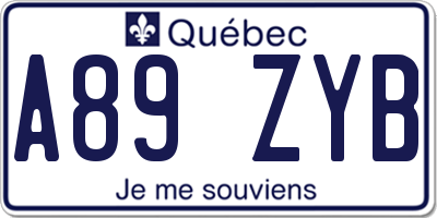 QC license plate A89ZYB