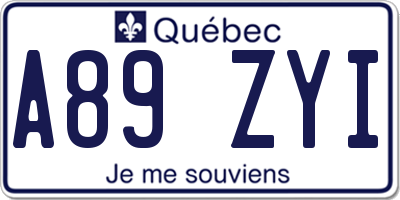 QC license plate A89ZYI