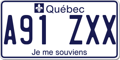 QC license plate A91ZXX