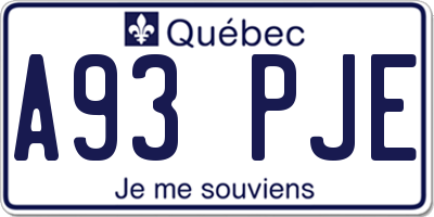 QC license plate A93PJE