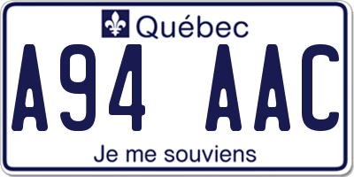 QC license plate A94AAC