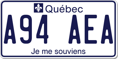 QC license plate A94AEA