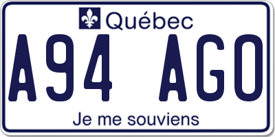 QC license plate A94AGO