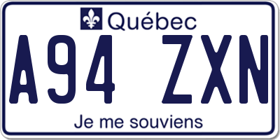 QC license plate A94ZXN