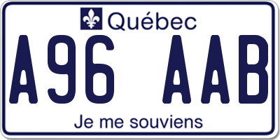 QC license plate A96AAB