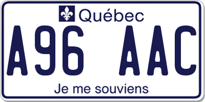 QC license plate A96AAC