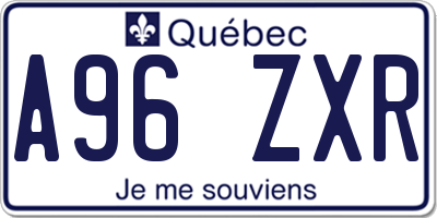 QC license plate A96ZXR