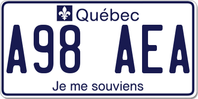 QC license plate A98AEA