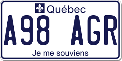 QC license plate A98AGR
